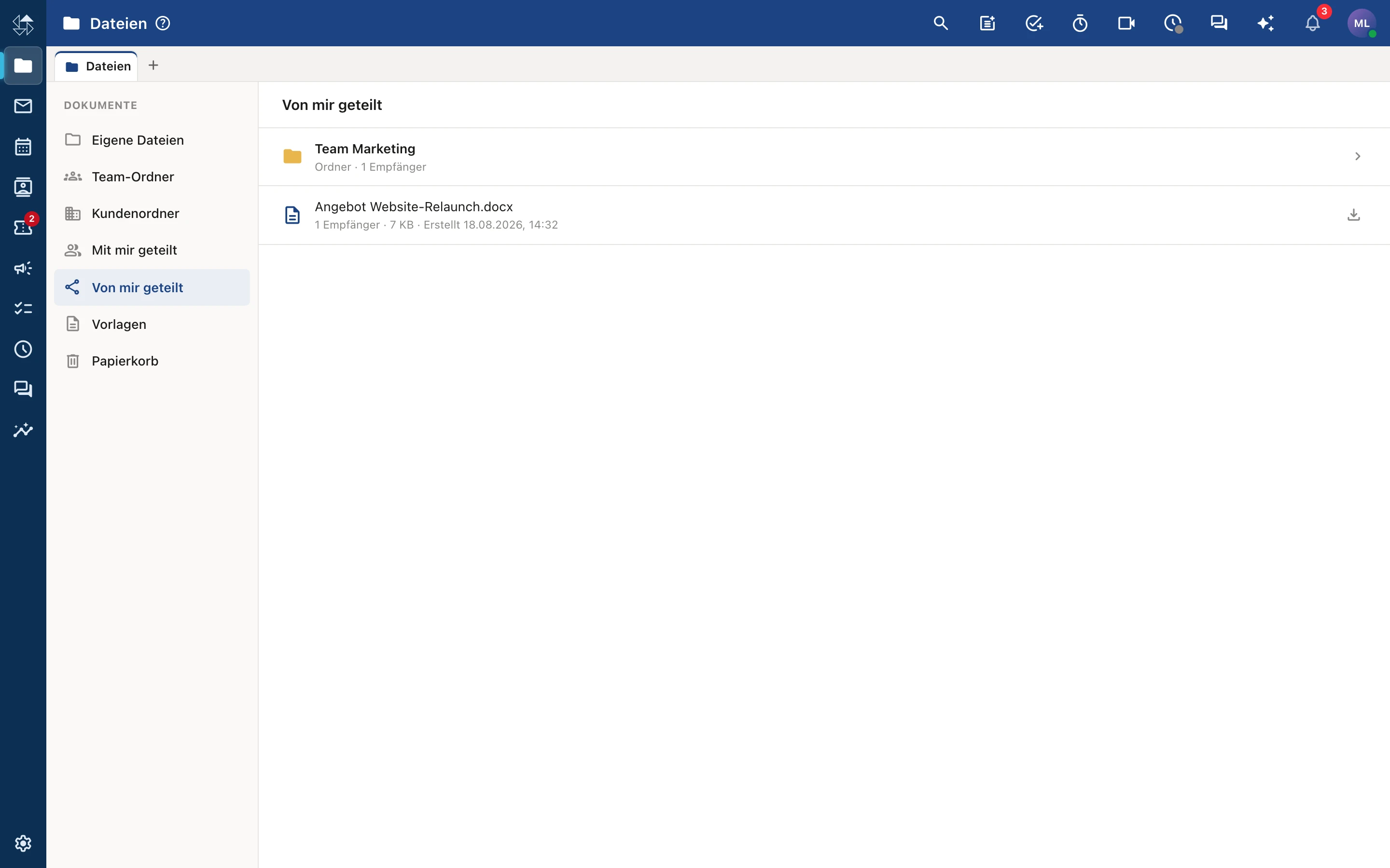 nordDOCS Freigabe einer Datei mit Rechten und geschütztem Link
