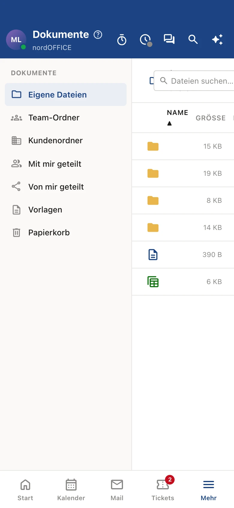 nordDOCS Dateiablage auf dem iPhone
