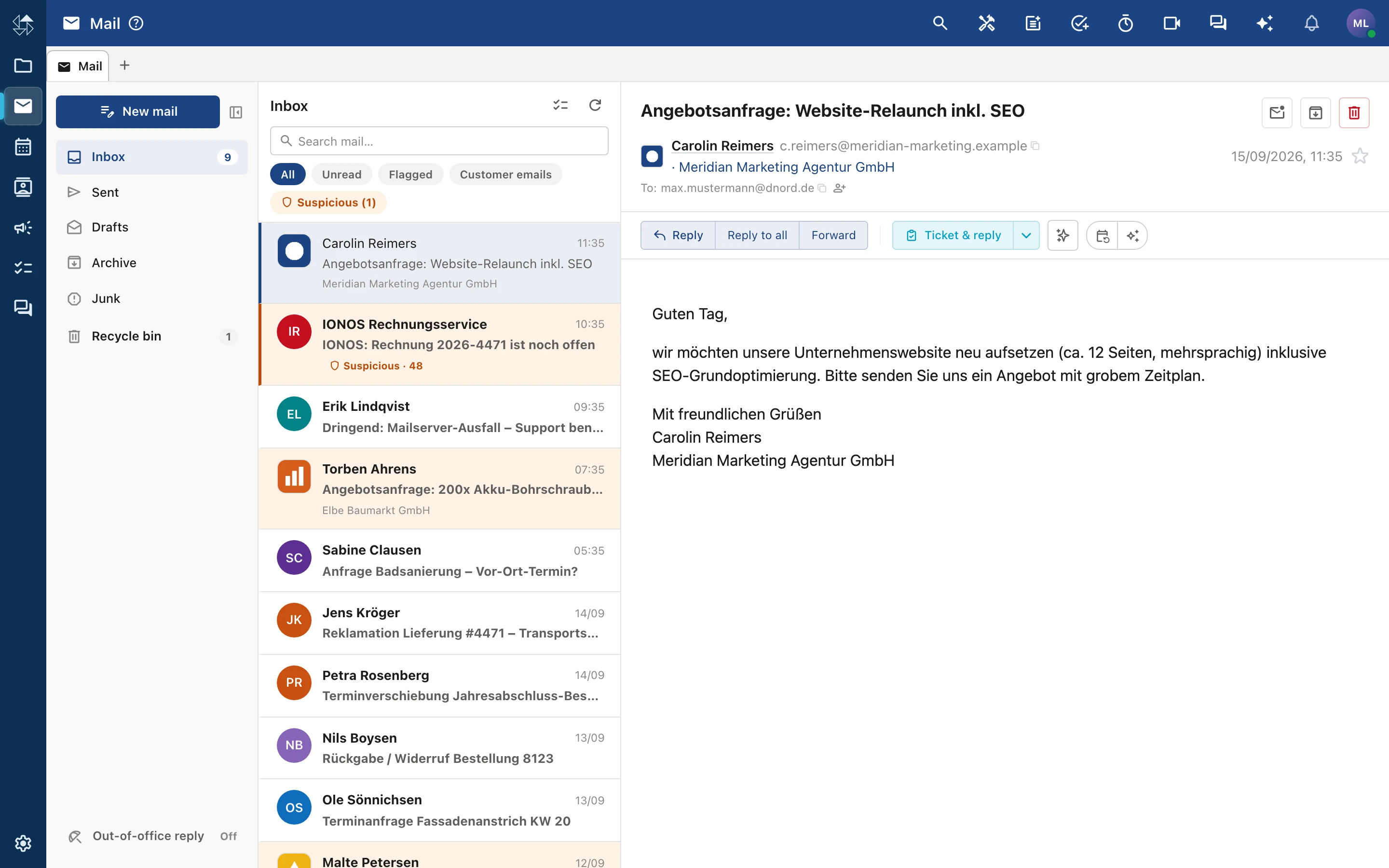 The nordOFFICE mail client